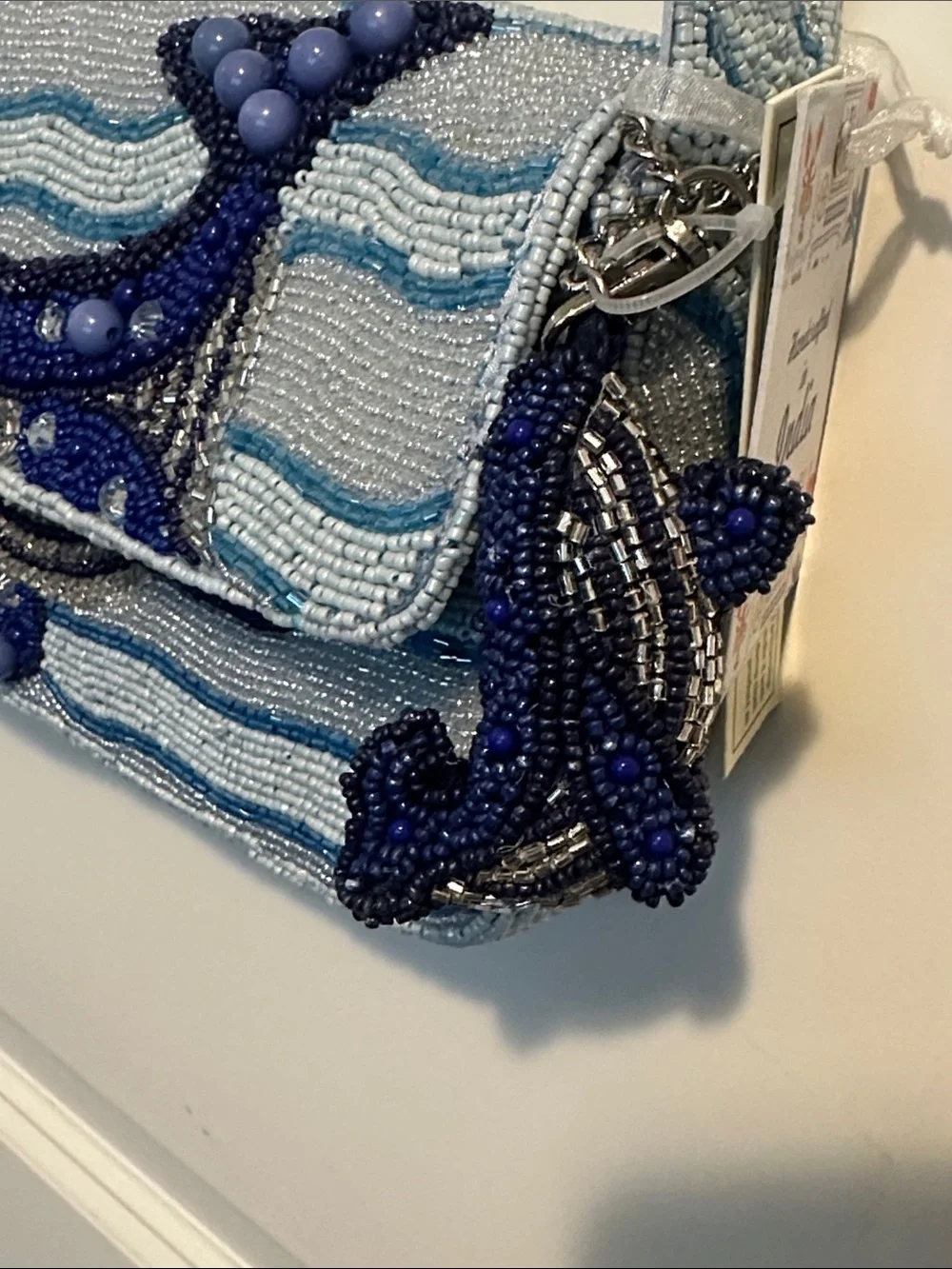 NEW RELEASE Made In India Beaded Blue Whale Bag With Charm NWT